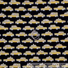 BonEful Fabric FQ Cotton Quilt Black Yellow White B W CAR City Taxi Cab NYC USA