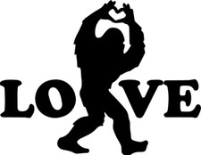 LOVE BIGFOOT Sasquatch VINYL DECAL die cut sticker, car, truck, mythical