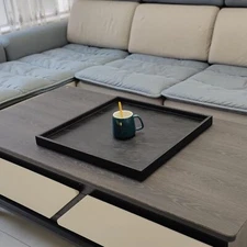 20 * 20-inch Light Luxury Leather Square Oversized Serving Tray (20-inch Black)