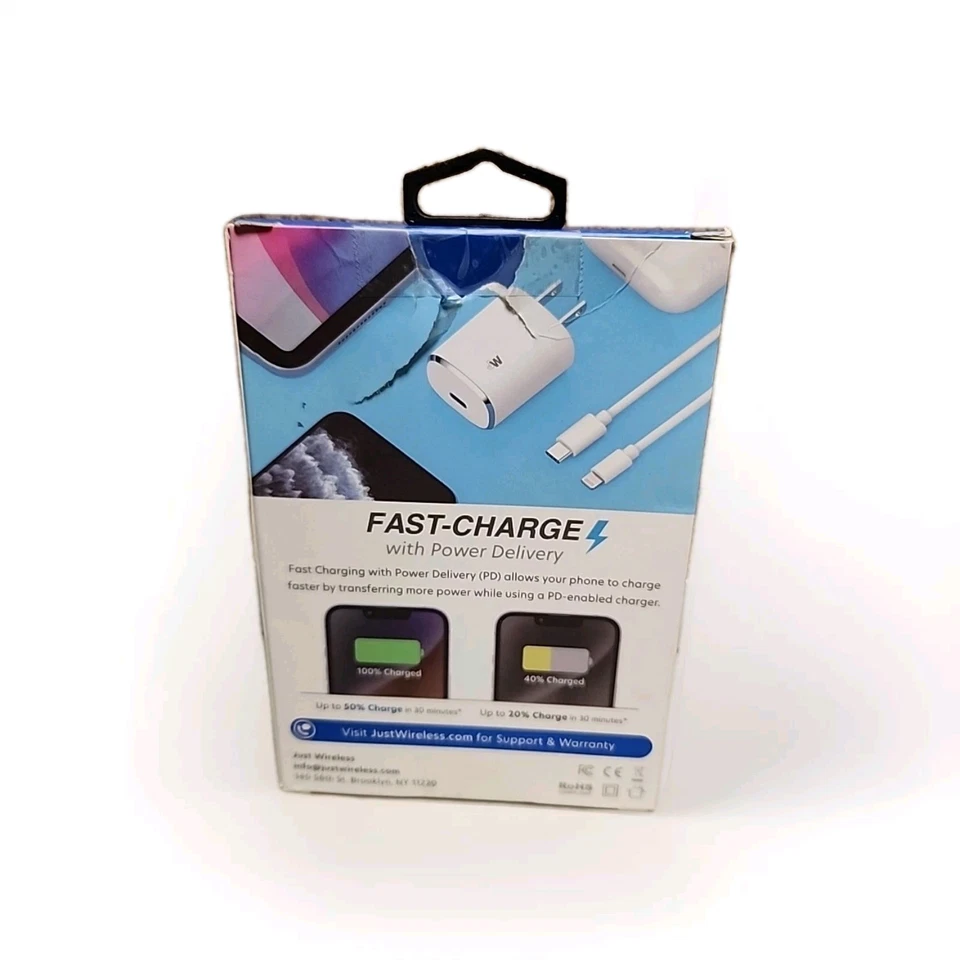 Just Wireless iPhone Charging Cable To USB C Cable Fast Charge White 6ft - Image 3 of 4