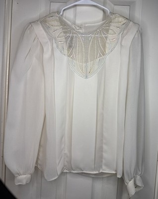 Vtg San Andre Fairy Ivory Blouse Button Back Deadstock NWT Sz Small