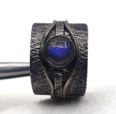 Natürlicher Labradorit Ring 925 Sterling Silber Vintage Ringgröße US 9.25