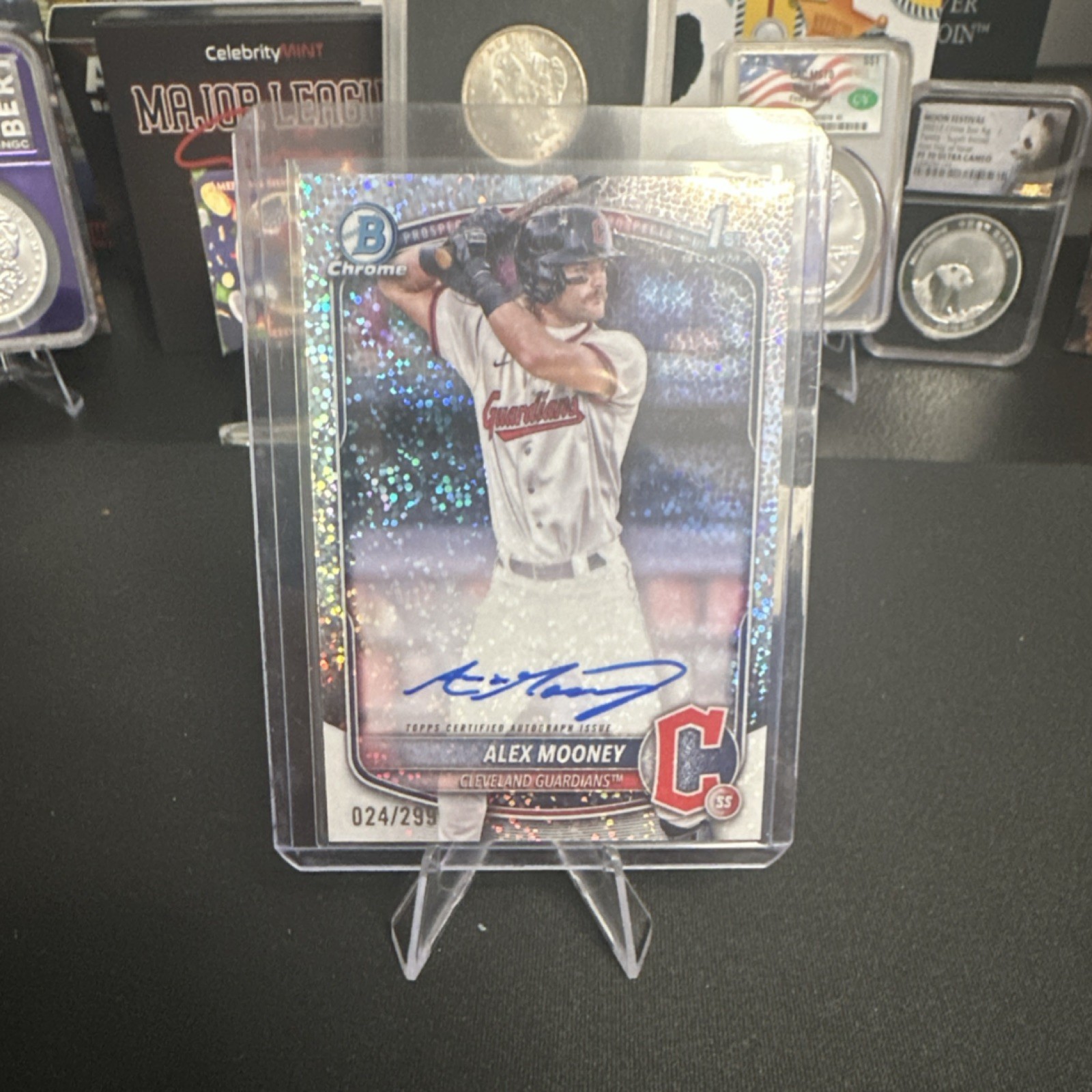 2025 Bowman Chrome Autographs Speckle Alex Mooney CPA-AM /299 Guardians