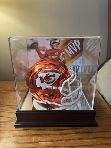 Patrick Mahomes Autographed Metallic Mini Helmet JSA Authenticated w/ Case