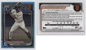 2024 Bowman Draft Chrome Sky Blue Refractor Dakota Jordan #BDC-71
