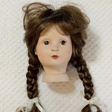 VTG Porcelain Doll Head For 18 Dolls Parts Restore Auburn Pigtails Painted Eyes