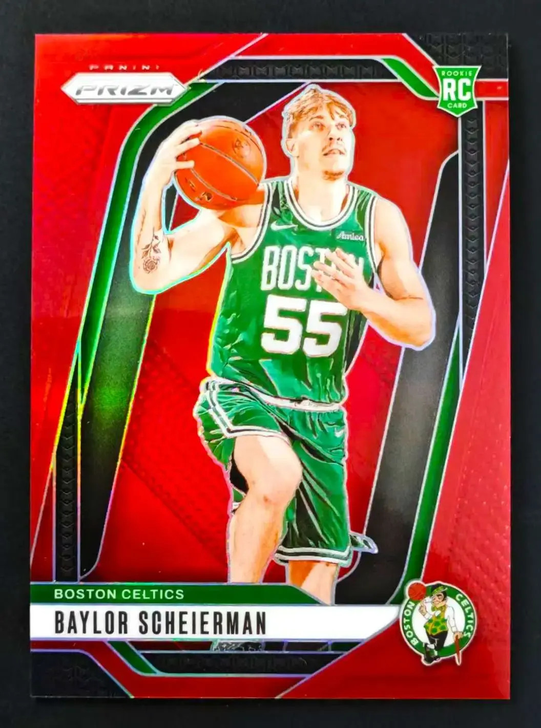 2024-25 Panini Prizm #236 Baylor Scheierman RC Celtics - Red Prizm 39/299 AA61