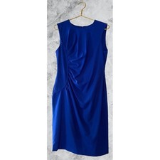 Calvin Klein Royal Blue Side Ruched Sleeveless Sheath Dress Size 10 CD3C1Y84