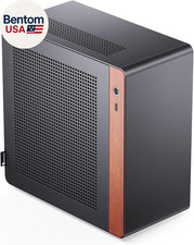N10 Black MINI ITX PC Case, Aluminum Alloy with Walnut Trim SFF Desktop Case, St