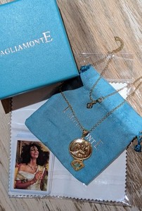 Authentic TAGLIAMONTE ITALY Cupid & Venus Citrine necklace 18k Gold Plated Fine Silver 925