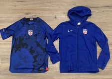 Nike USMNT Team USA World Cup Soccer 22/23 Hoodie and Jersey Bundle Sz Youth L