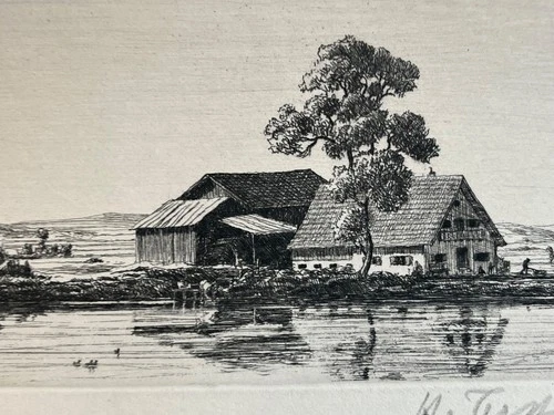 Rare Etching Masterpiece House on the Loisach Berlin Secession Academy