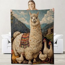 Llama Blanket for Adults, Girls, Kids - Flannel Alpaca Throw for Sofa, Couch,...