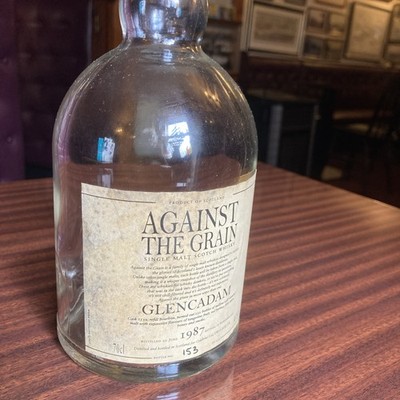 AGAINST THE GRAIN, GLENCADAM, 1987, EMPTY Bottle , no box