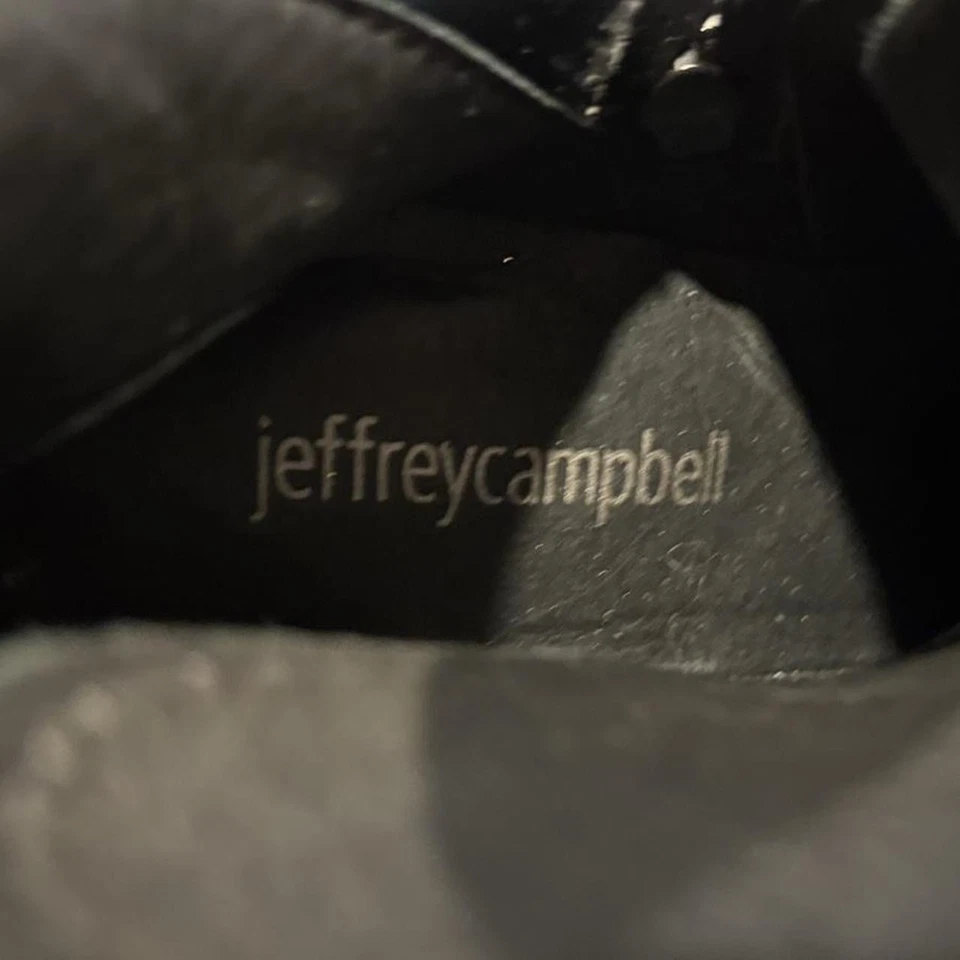 Jeffrey Campbell Czech Black  Patent, Platform Lug Zip/lace Up Buckle Boots Sz 6 - Image 4 of 4