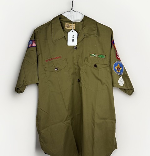 BSA Official Olive Green Short Sleeve Shirt Size Large 575Regular CR-318