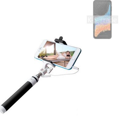 Selfie Stick für Samsung Galaxy XCover6 Pro m. Kabel schwarz Monopod Selfiestic
