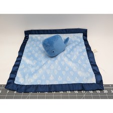 Cloud Island Whale Baby Lovey Security Blanket Blue Anchor Print Satin Trim