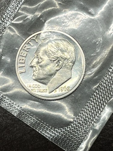 1962 Roosevelt Dime in Cello from U.S. Proof Set - 90% Silver
