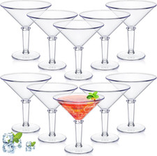 48Oz Giant Martini Plastic Glasses - 10 Pcs Clear Jumbo Cups for Parties