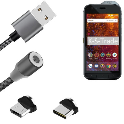 Magnet-Lade-Kabel für Caterpillar Cat S61 mit USB-Typ C und Micro-USB-Anschluss