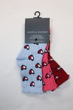 TOMMY HILFIGER 3 Pack Kids Mini Trouser Socks Blue Pink Red Size S , M , L