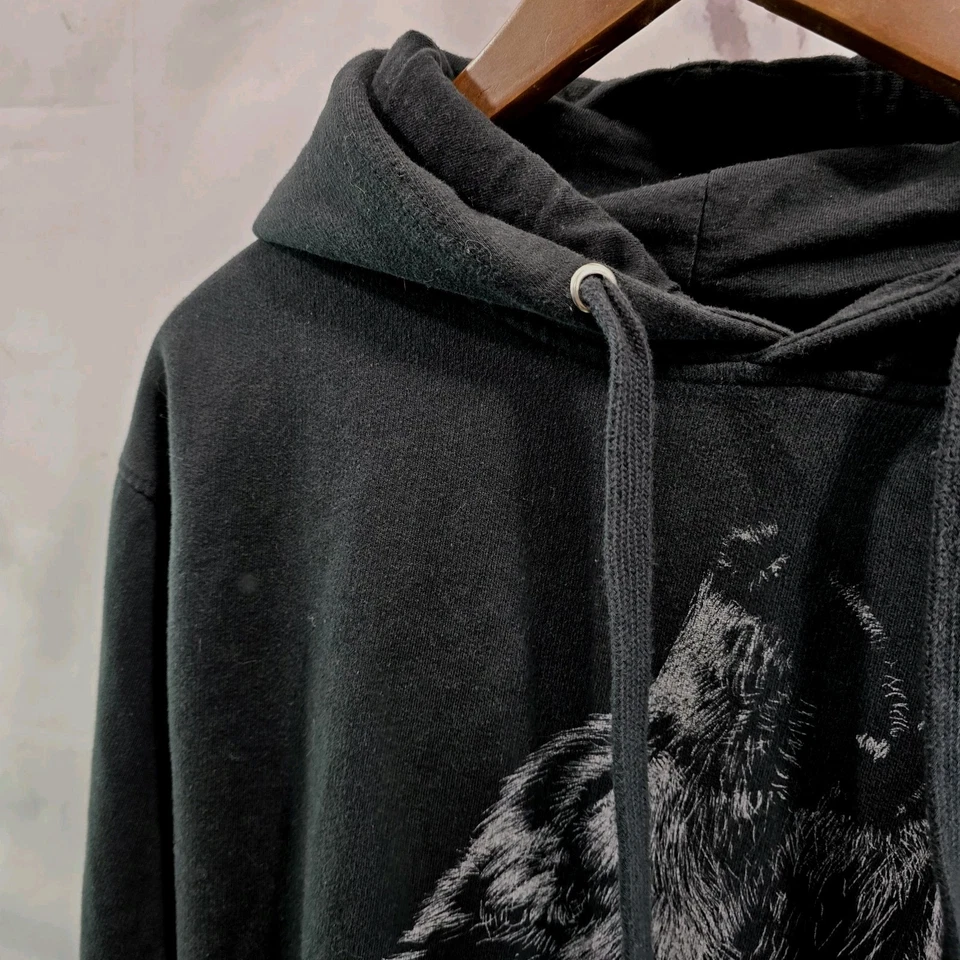Vintage Wolf Sweatshirt Womens Large Black Hoodie Pullover 90s Lost Creek - Image 2 of 4