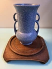 VINTAGE BRUSH MCCOY RRP USA ART POTTERY 2 HANDLE Vase BLUE Splatter MOTTLED