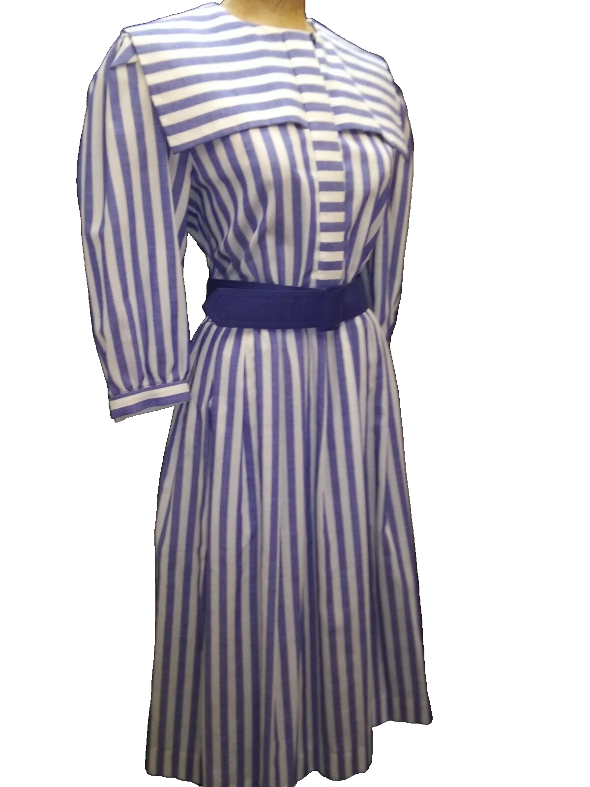 1970's Blue & White Cotton Nautical Dress Joah Sparks for Daniel Barrett M