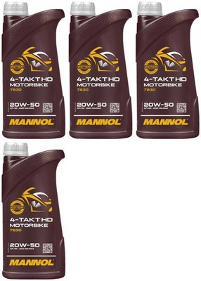 4l Mannol 7830 Motoröl Motorbike 4-Takt HD 20W-50 4x1l 