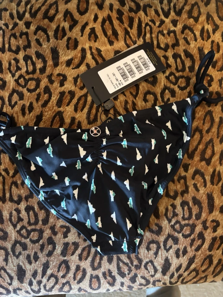 Nuevo Fondo de Bikini VIX Negro con Lados de Corbata y Estampado Medio Natación Foto 2 de 4