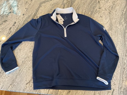 NWT Adidas Light Weight Quarter Zip Long Sleeve Shirt Sweatshirt Golf Navy XL