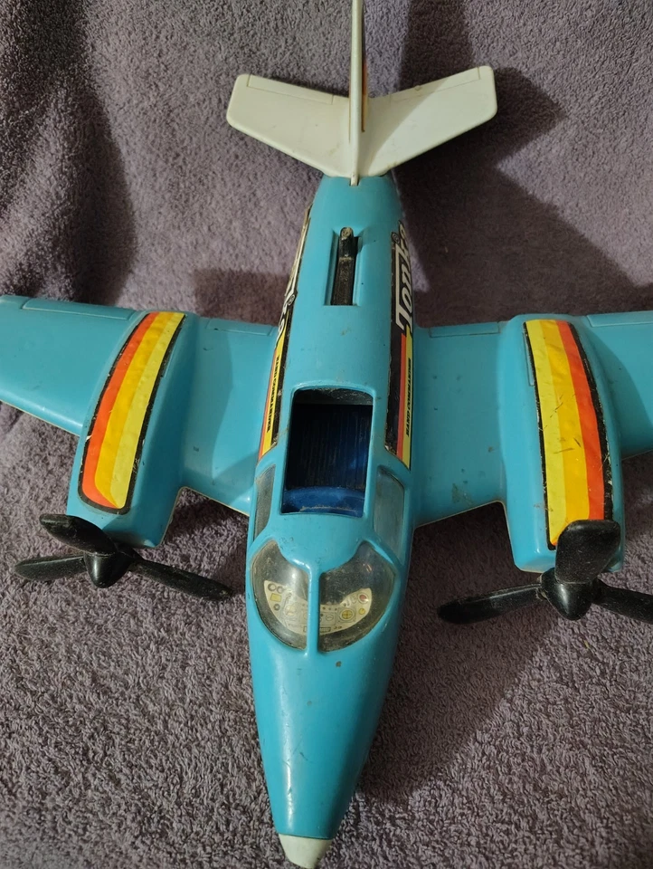 Vintage 1979 Tonka Hand Commander Airplane Turbo Prop Blue Plane Working - Image 3 of 4