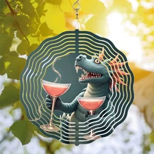 Vibrant Metal Hanging Wind Spinners & Chimes - Dynamic Circular Patterns