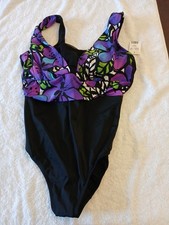 Longitude Women's One Piece Floral/beach/ Hawaiian Size 14 Purple