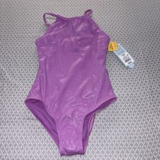 Cat Jack Girls Swimsuit S 6/7 One Piece Metallic Floral UPF 50