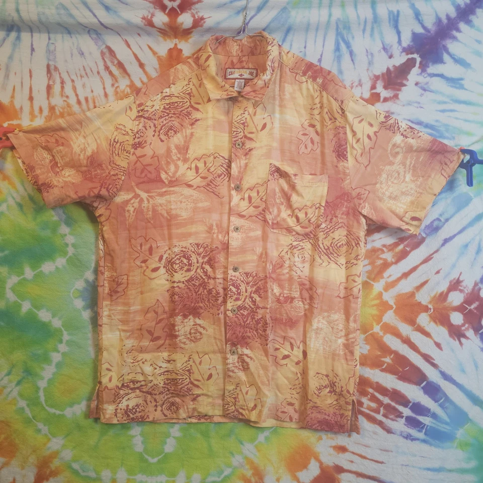 Caribbean Joe Men's Hawaiian Floral Button-Down Shirt Large Y2k - Image 2 of 4