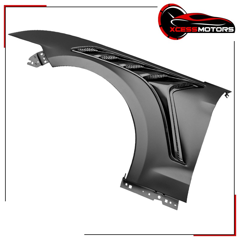 GTD Style Front Fenders Fits 2015-2017 Ford Mustang V6/ GT Aluminum Black Pair