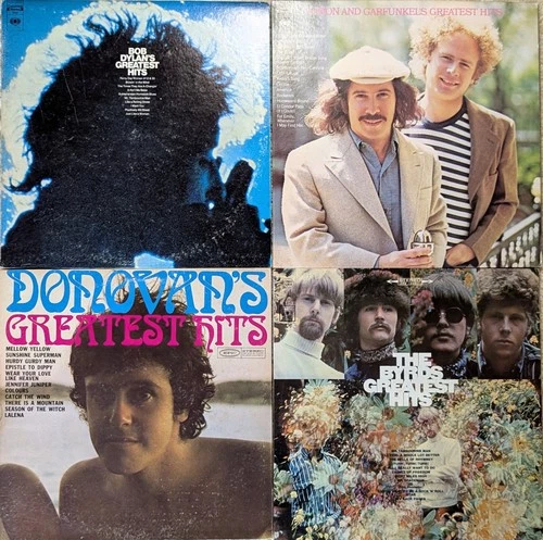 Bob Dylan Simon Garfunkel Byrds Donovan Folk Rock Greatest Hits 4 LP Lot VG+/NM