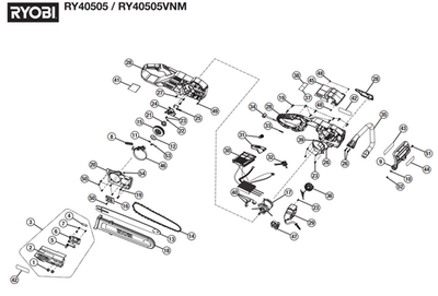 Barra Da 16 Pollici Per Motosega Ryobi RY40505, RY40505VNM 40V, Ricambio 315962001