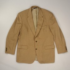 Brooks Brothers Camel Hair Sport Coat Blazer Size 44L Tan 2 Button VTG FLAWS