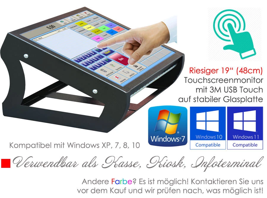 19" 48cm TOUCHSCREEN DISPLAY USB 3M FÜR WINDOWS XP 7 10 11 KIOSK INFOTERMINAL - Bild 4 von 4