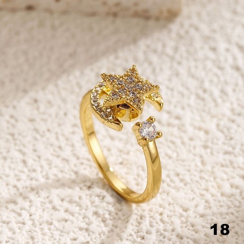 Various Zircon Rotating Ring,Trendy Women Star Moon Rhinestone Ins Spinner Ring - Picture 24 of 25