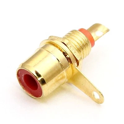 MARKENLOS Cinch-Einbau-Buchse, vergoldet, rot - Chinch