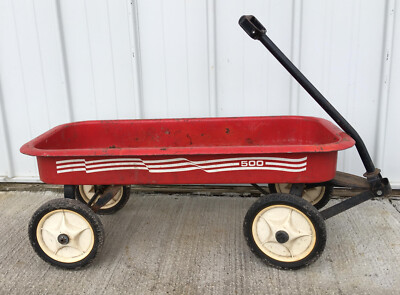 Red Metal 500 Pull Wagon 16'' x 34.5'' vintage mtd little red