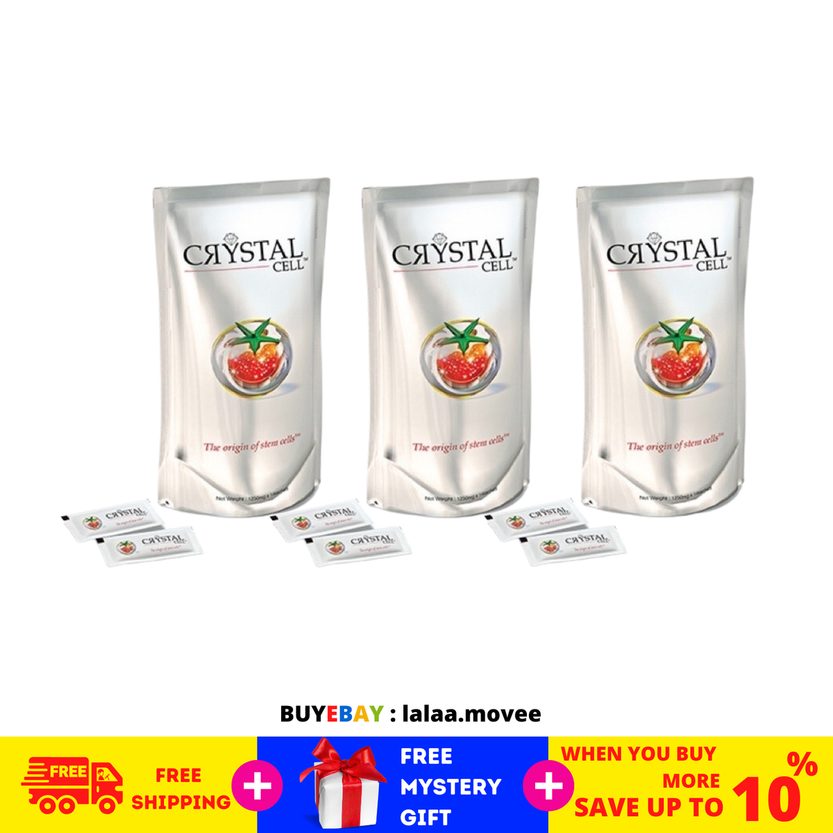 3 Boîtes PhytoScience Crystal Cell Anti-Âge - 42 Sachets De Poudre Aux Cellules Souches De Pomme & Raisin
