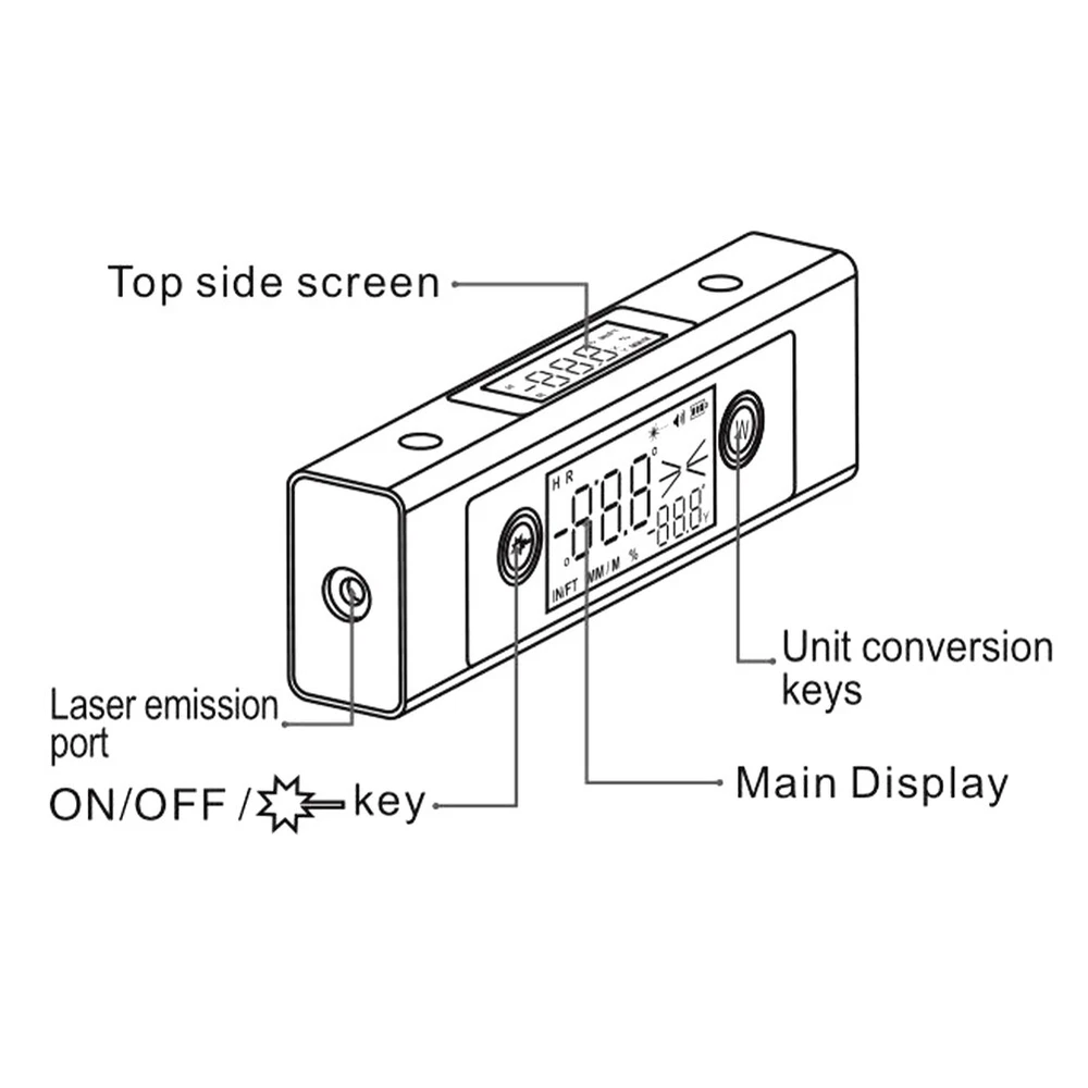 Digital Laser Level Inclinometer Laser Protractor Angle Ruler Dual-Screen Type-C