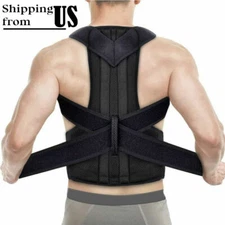 Adjustable Back Support Posture Safety Brace Shoulder Belt Vest Strap Black Belt