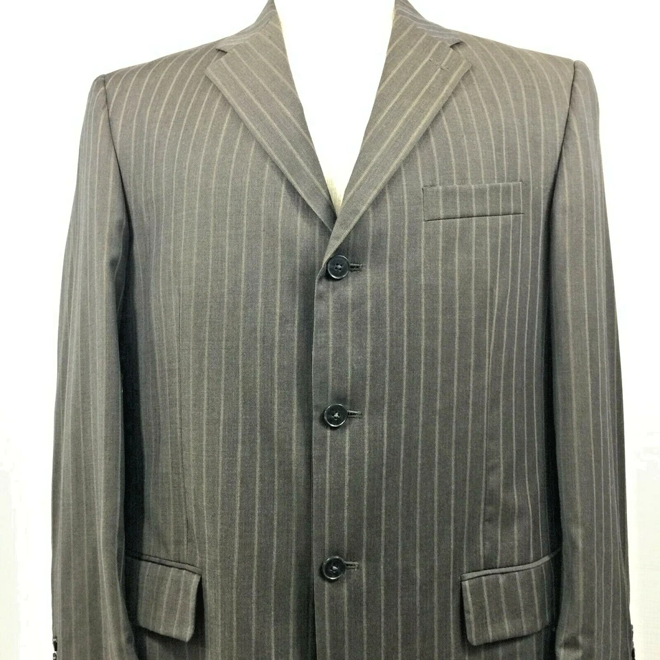Traje Chaqueta Claiborne Para Hombres 3 Botones 100% Lana Marrón Tira Talla 44R Foto 2 de 4
