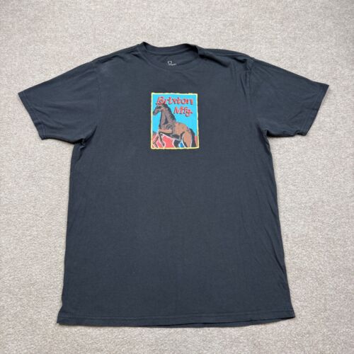 Brixton Mens Shirt Black Large Short Sleeve Horse Logo Crew Neck Casual Adults